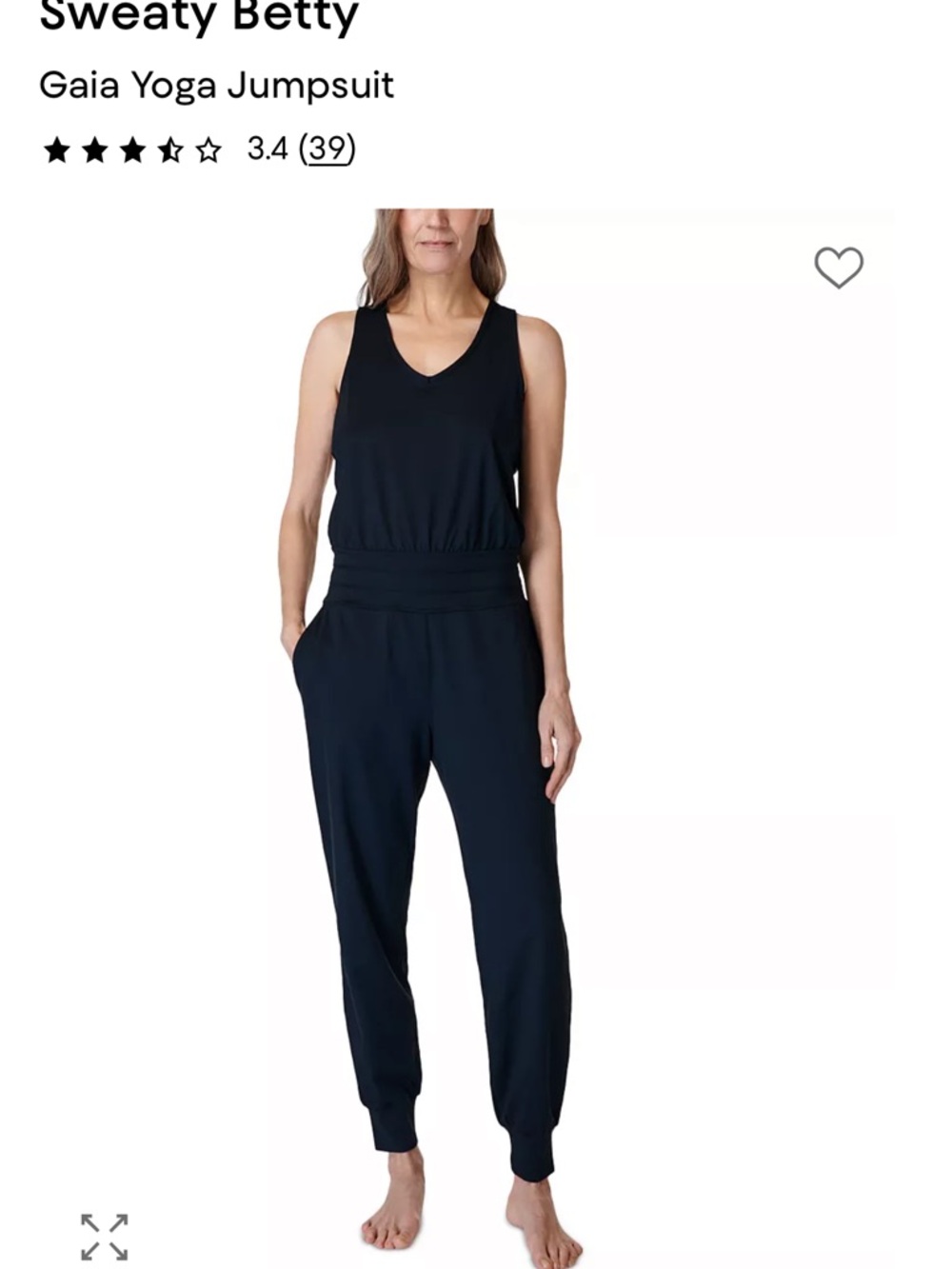 Sweaty Betty Black Sleeveless V‑Neck Jumpsuit